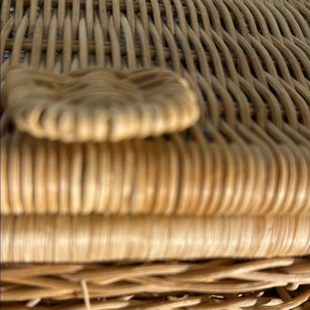 Two Adorable Vintage Elephant Design Wicker Storage Trunks/Baskets - Brown